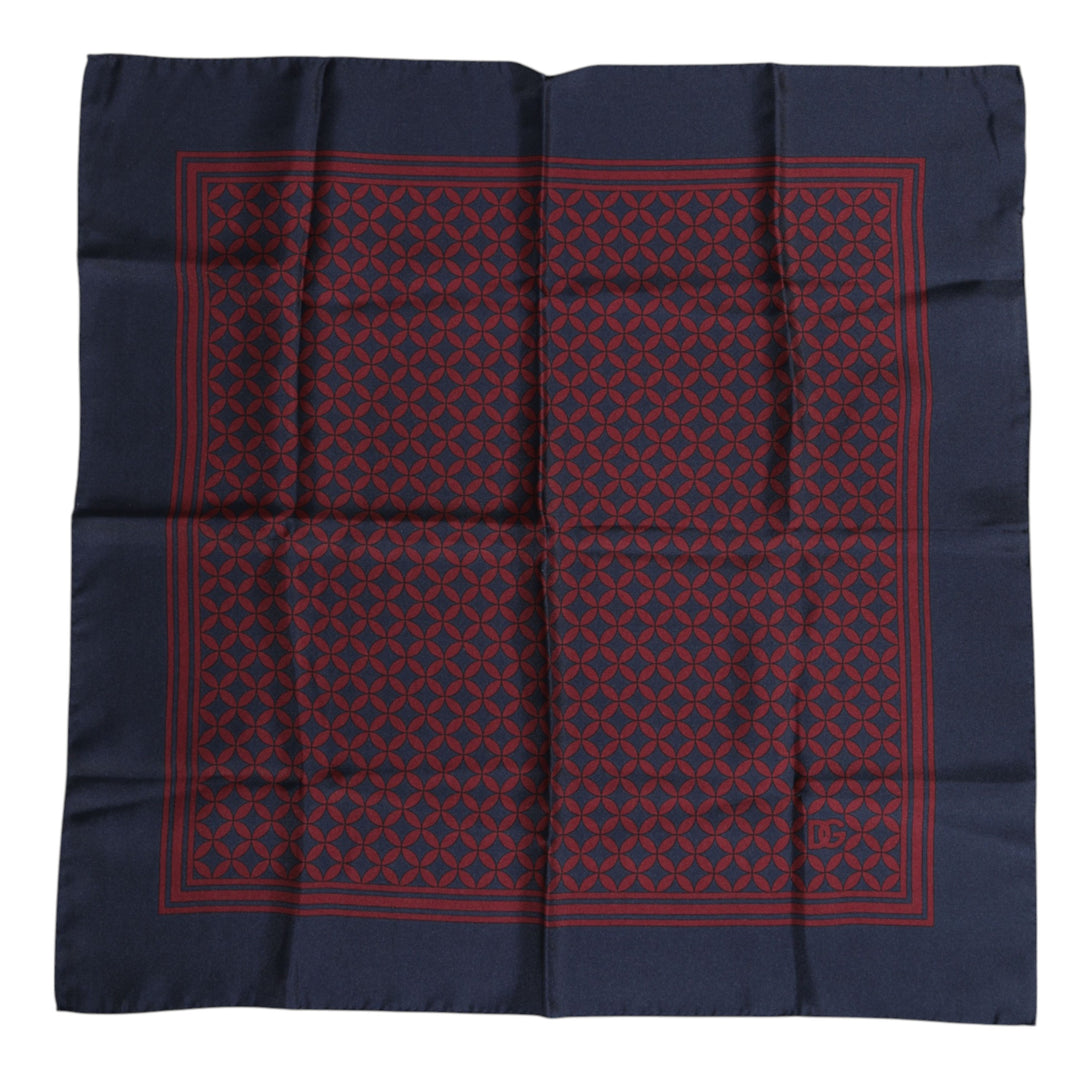 Red Blue Printed Silk Square Men Foulard Scarf