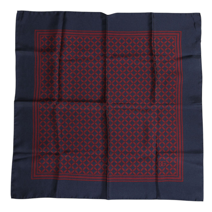 Red Blue Printed Silk Square Men Foulard Scarf