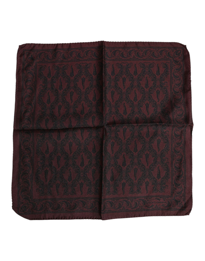 Maroon Black Printed Square Men Foulard Scarf