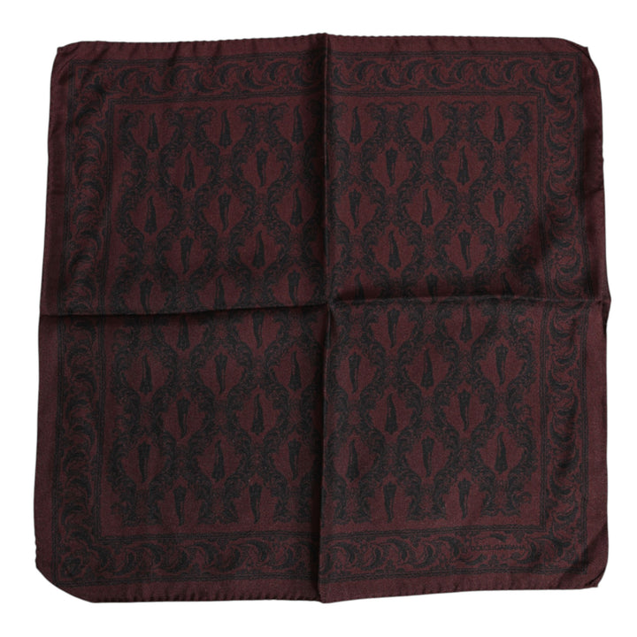 Maroon Black Printed Square Men Foulard Scarf