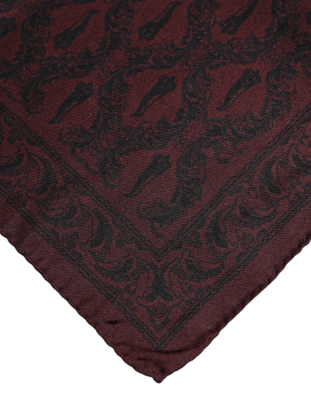 Maroon Black Printed Square Men Foulard Scarf