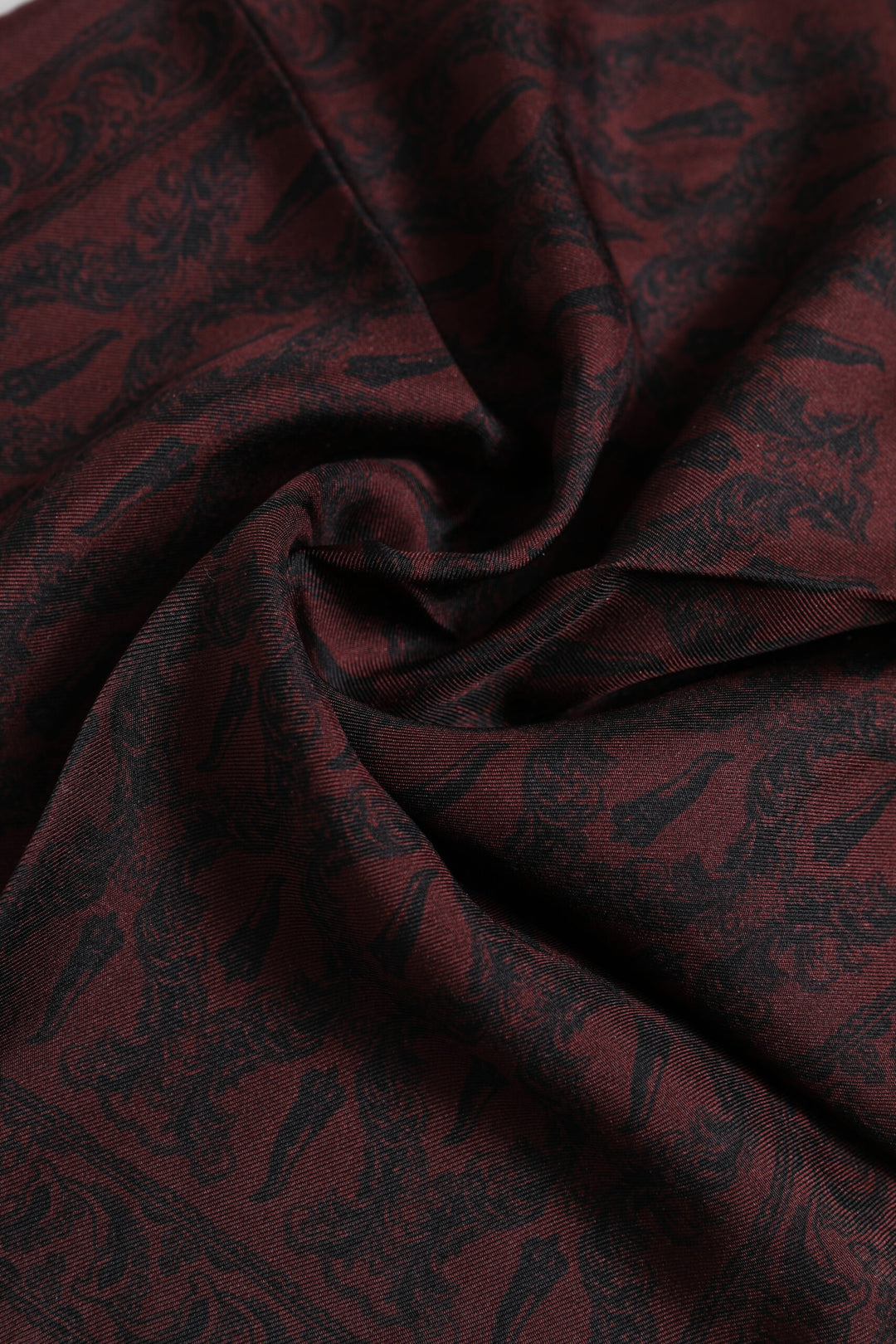 Maroon Black Printed Square Men Foulard Scarf