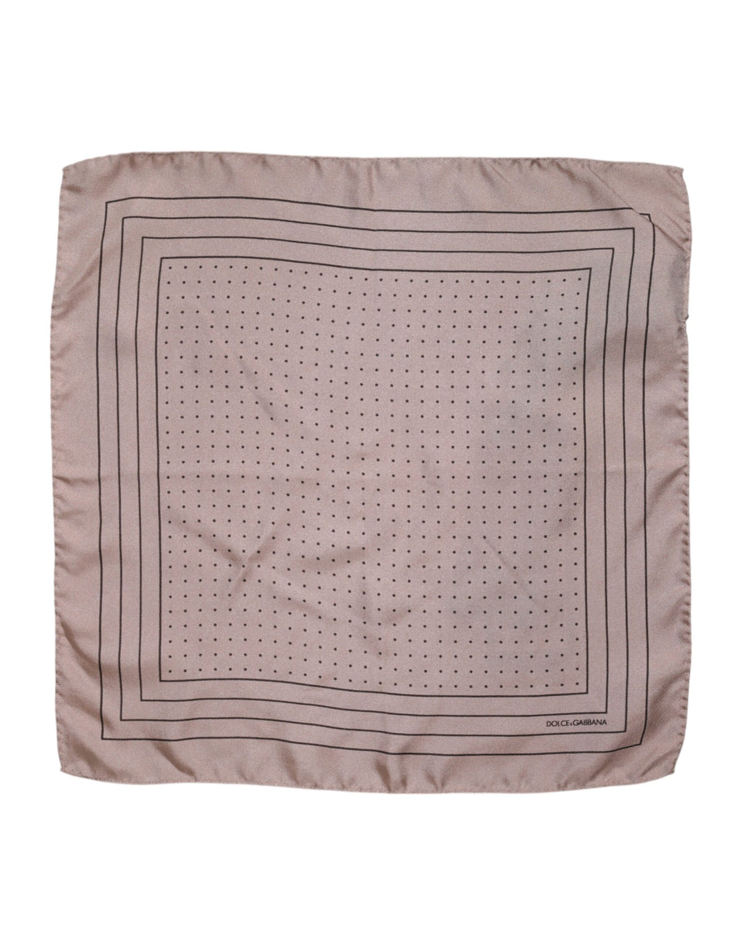Beige Dotted Silk Square Men Foulard Scarf