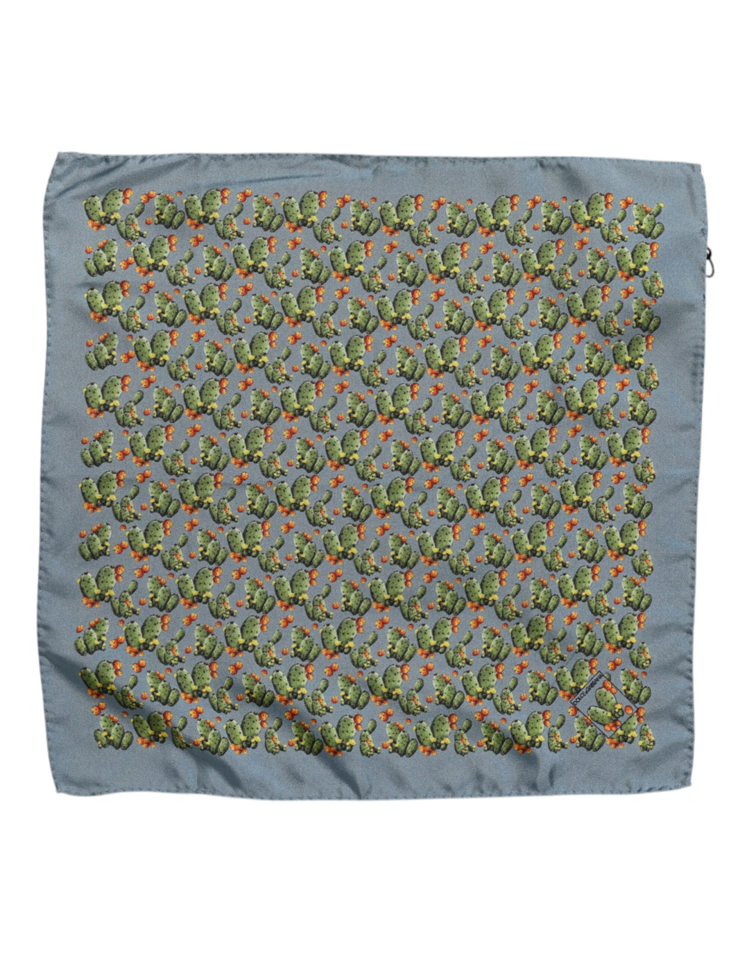 Gray Green Cactus Print Square Foulard Scarf