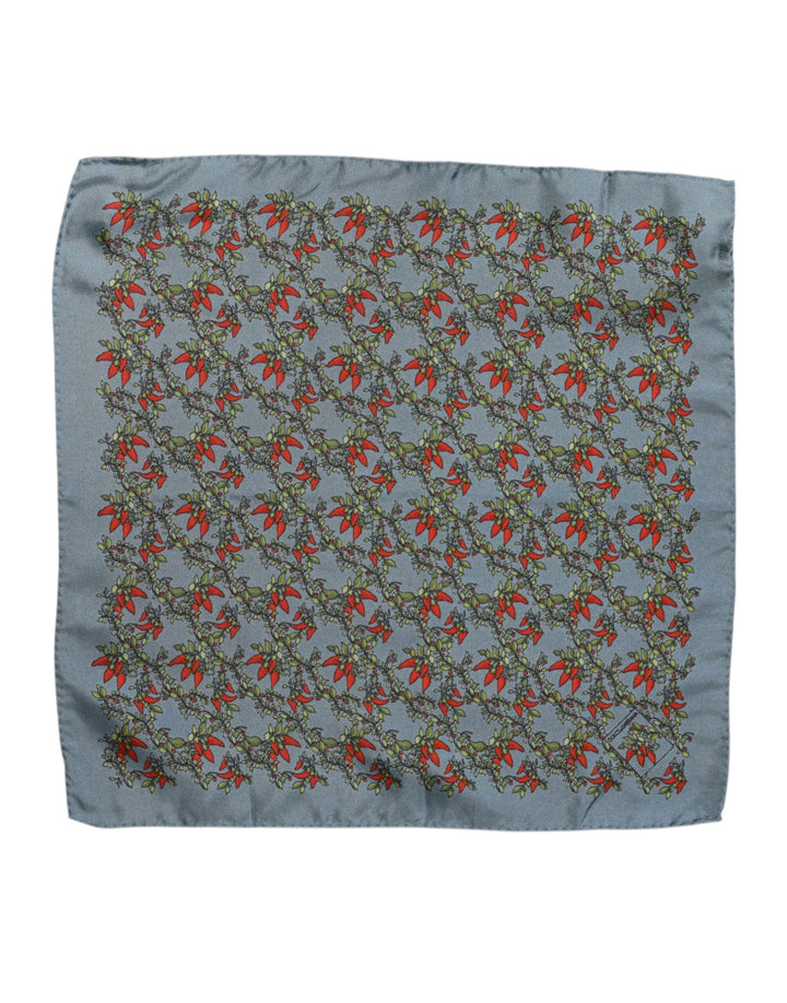 Gray Chilis Silk Square Men Foulard Scarf