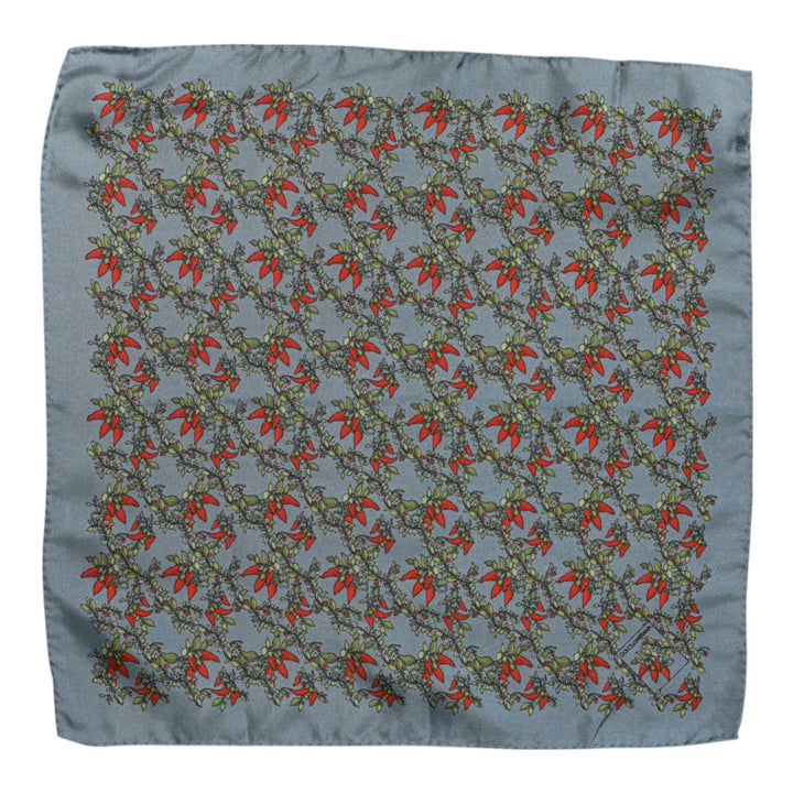 Gray Chilis Silk Square Men Foulard Scarf