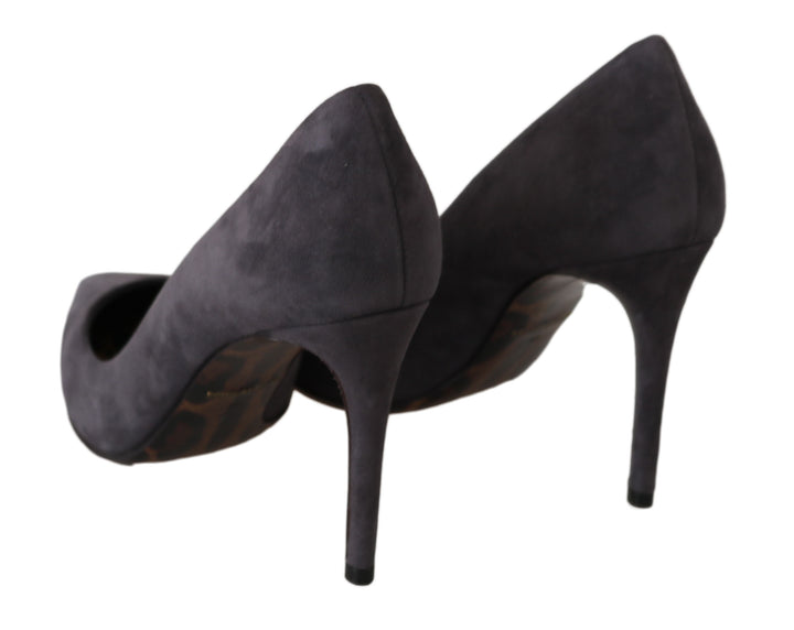 Elegant Gray Suede Stiletto Pumps