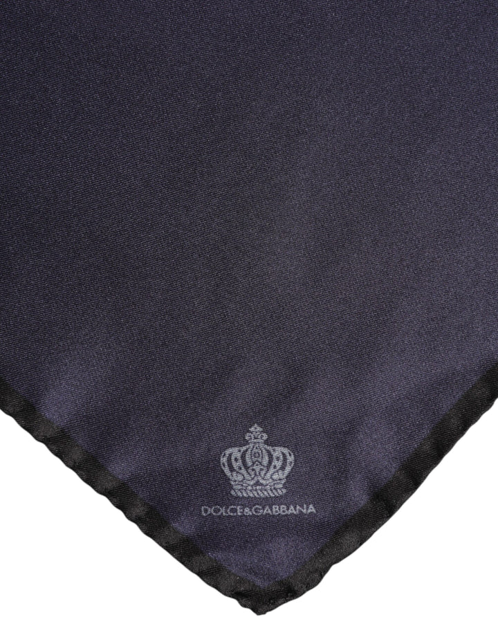 Blue DG Crown Silk Square Men Foulard Scarf