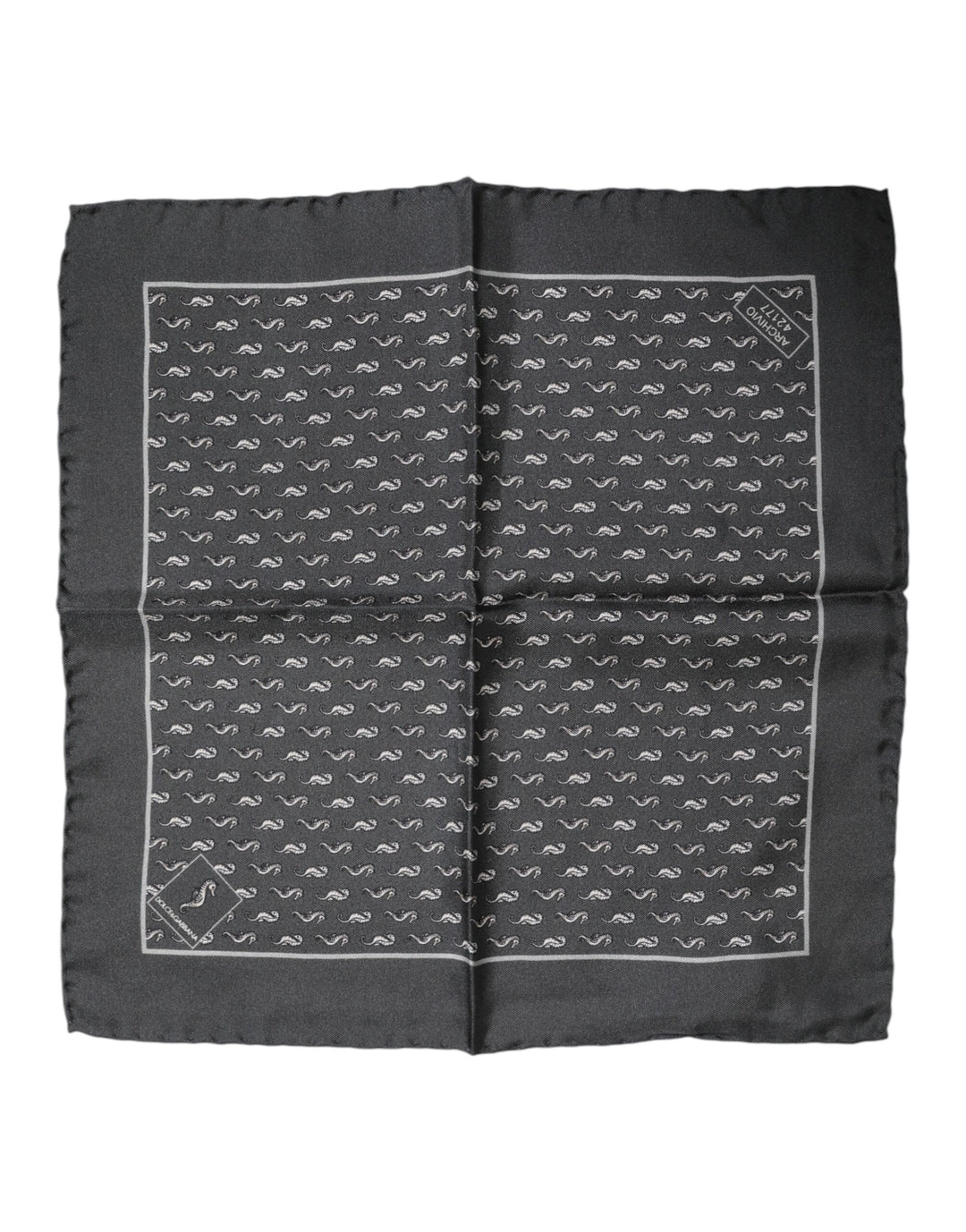 Black Fish Print Silk Square Men Foulard Scarf