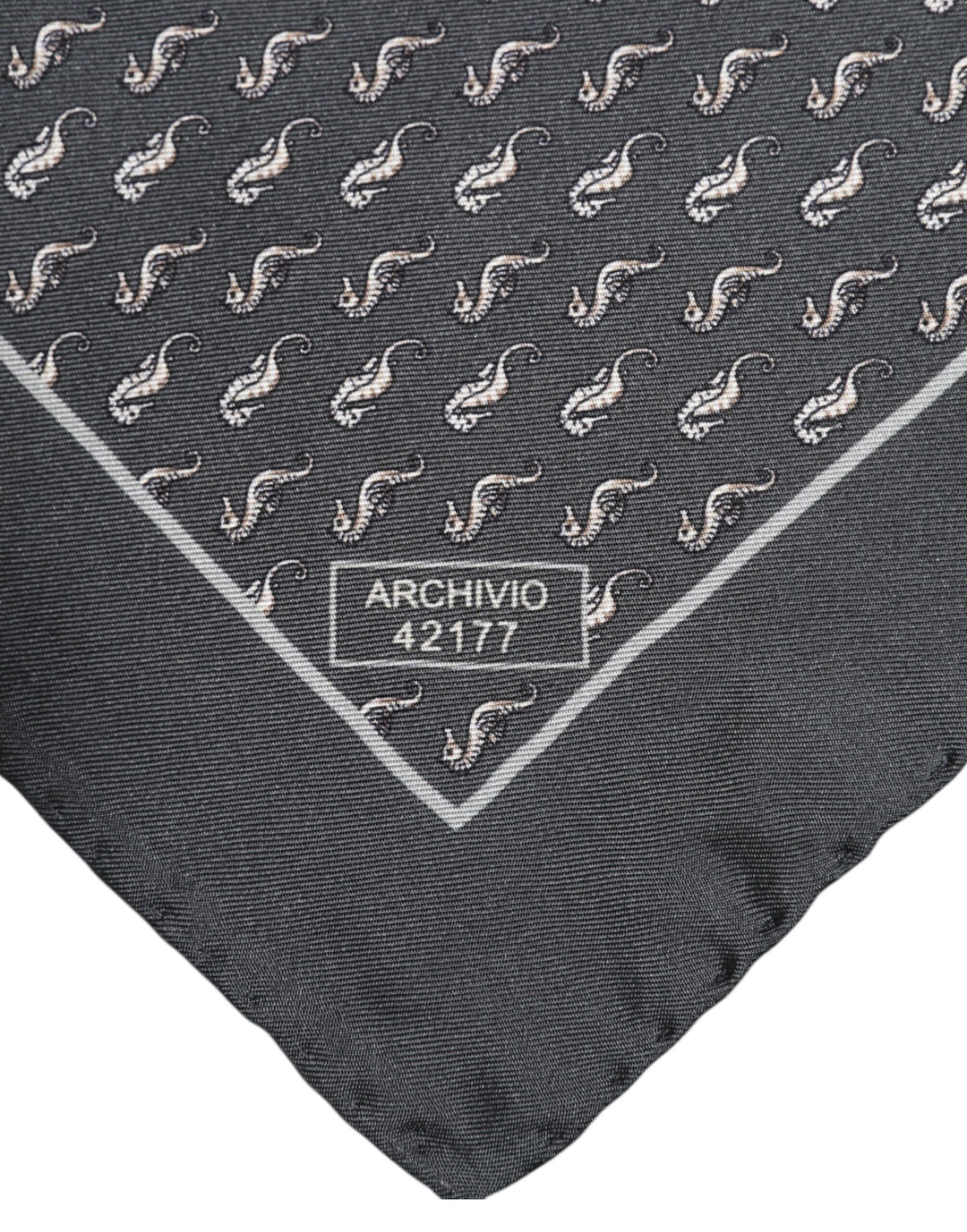 Black Fish Print Silk Square Men Foulard Scarf