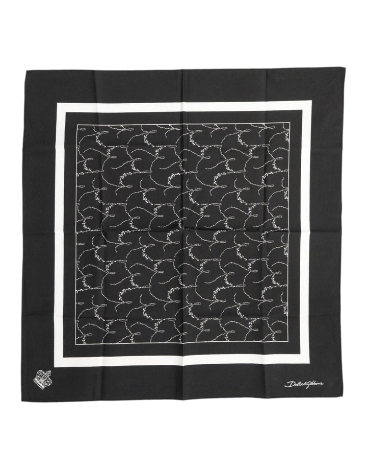 Black White Printed Square Men Foulard Scarf