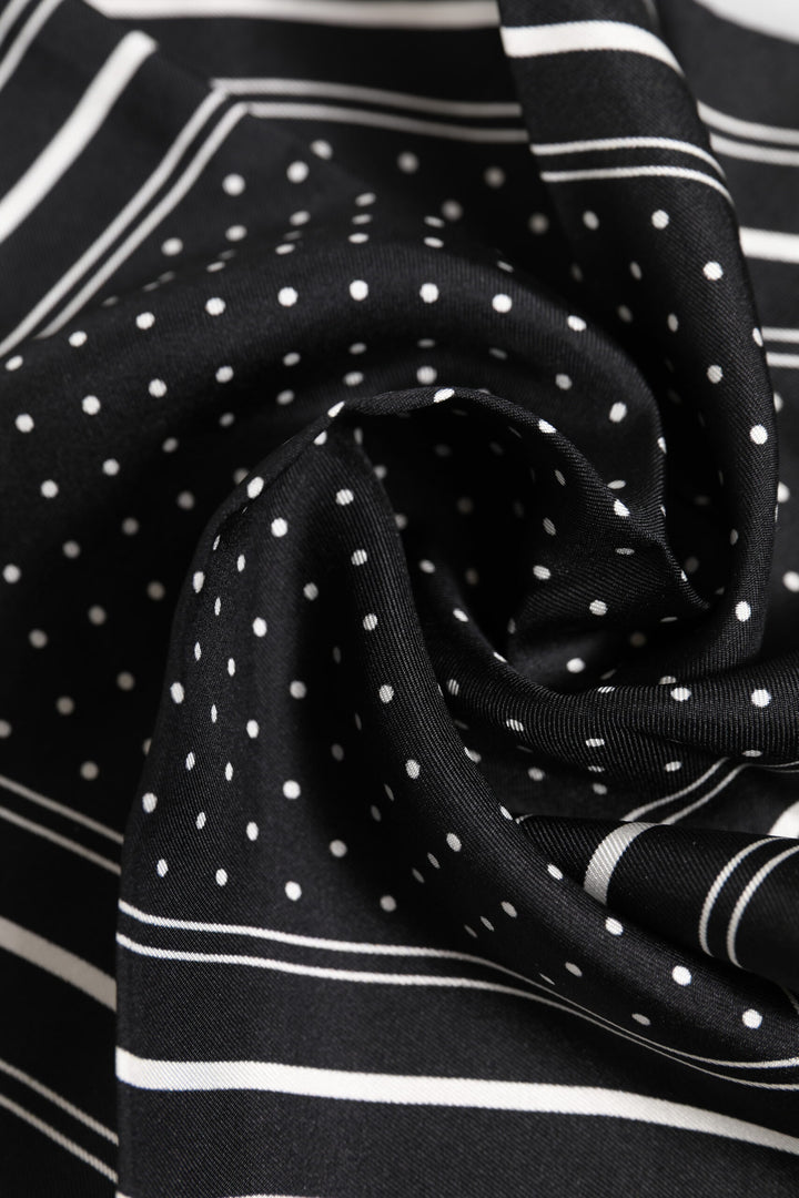 Black White Polka Dot Men Foulard Scarf