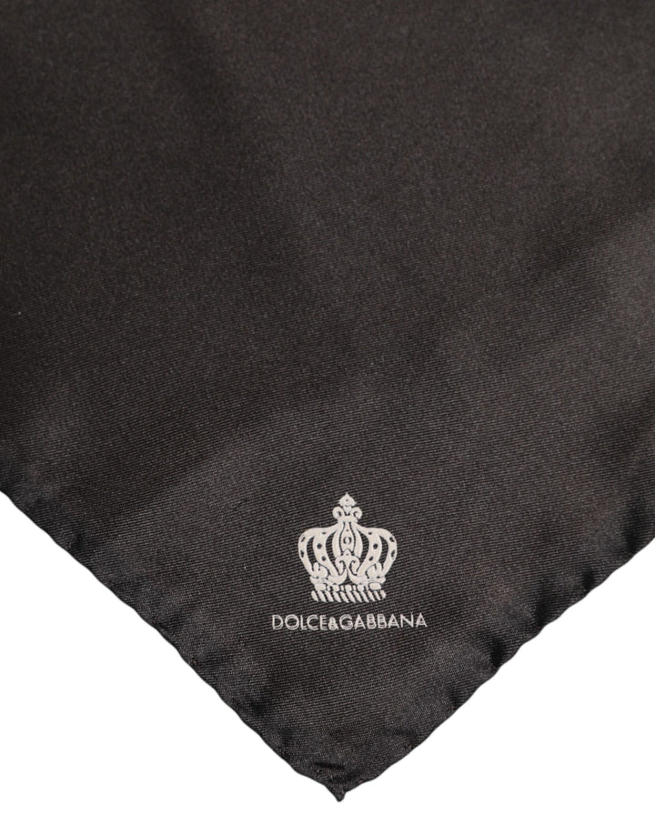 Brown DG Crown Silk Square Men Foulard Scarf
