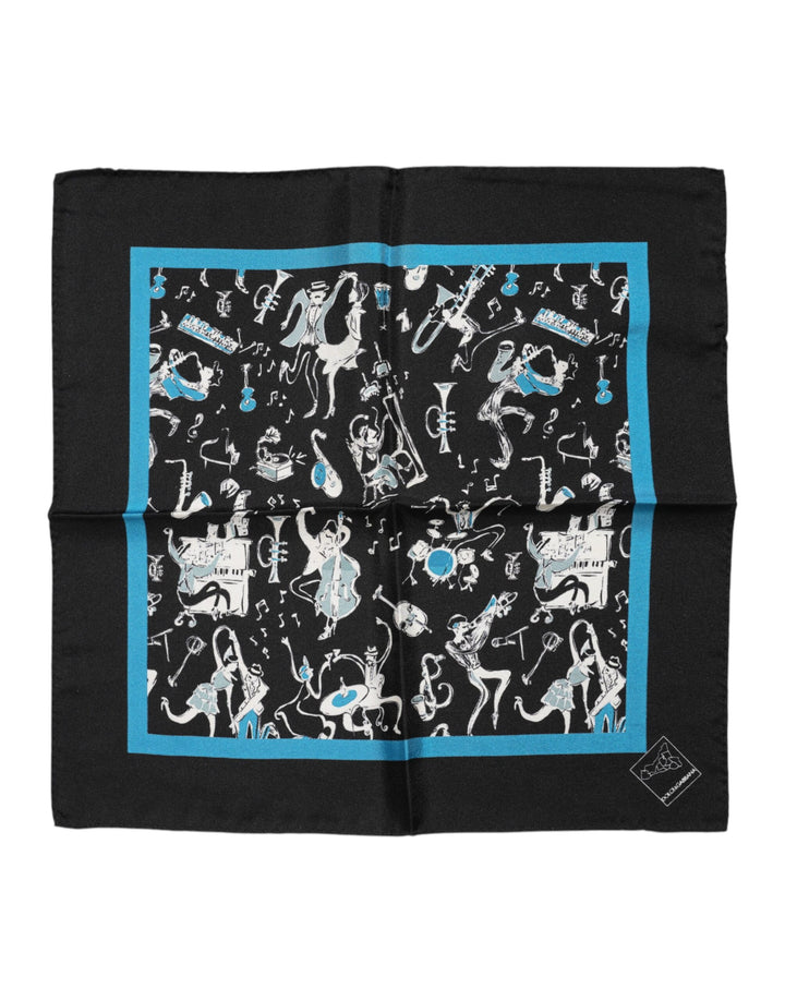 Black Jazz Club Silk Square Men Foulard Scarf