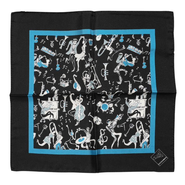 Black Jazz Club Silk Square Men Foulard Scarf
