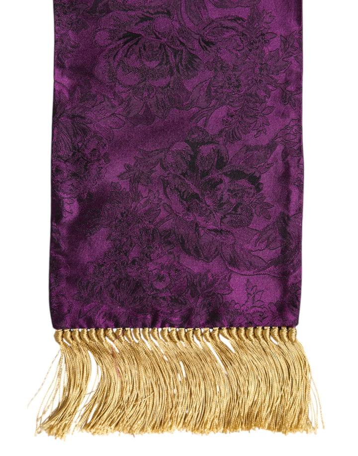 Purple Silk Fringes Cross Men Foulard Scarf