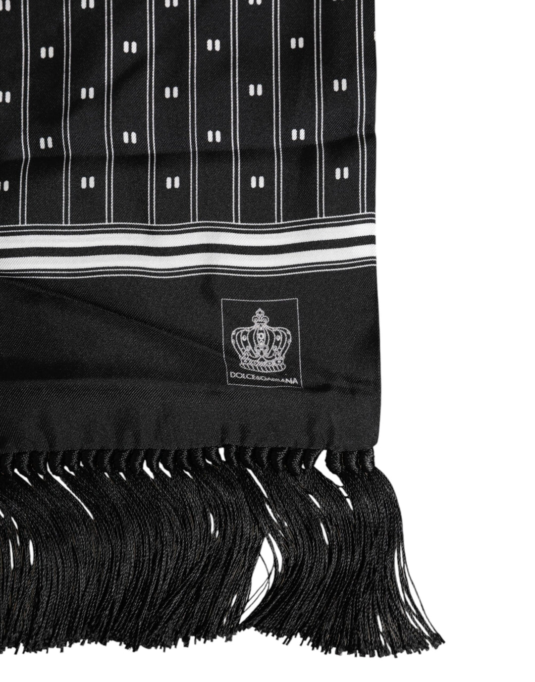 Black Silk Printed Fringes Men Foulard Scarf