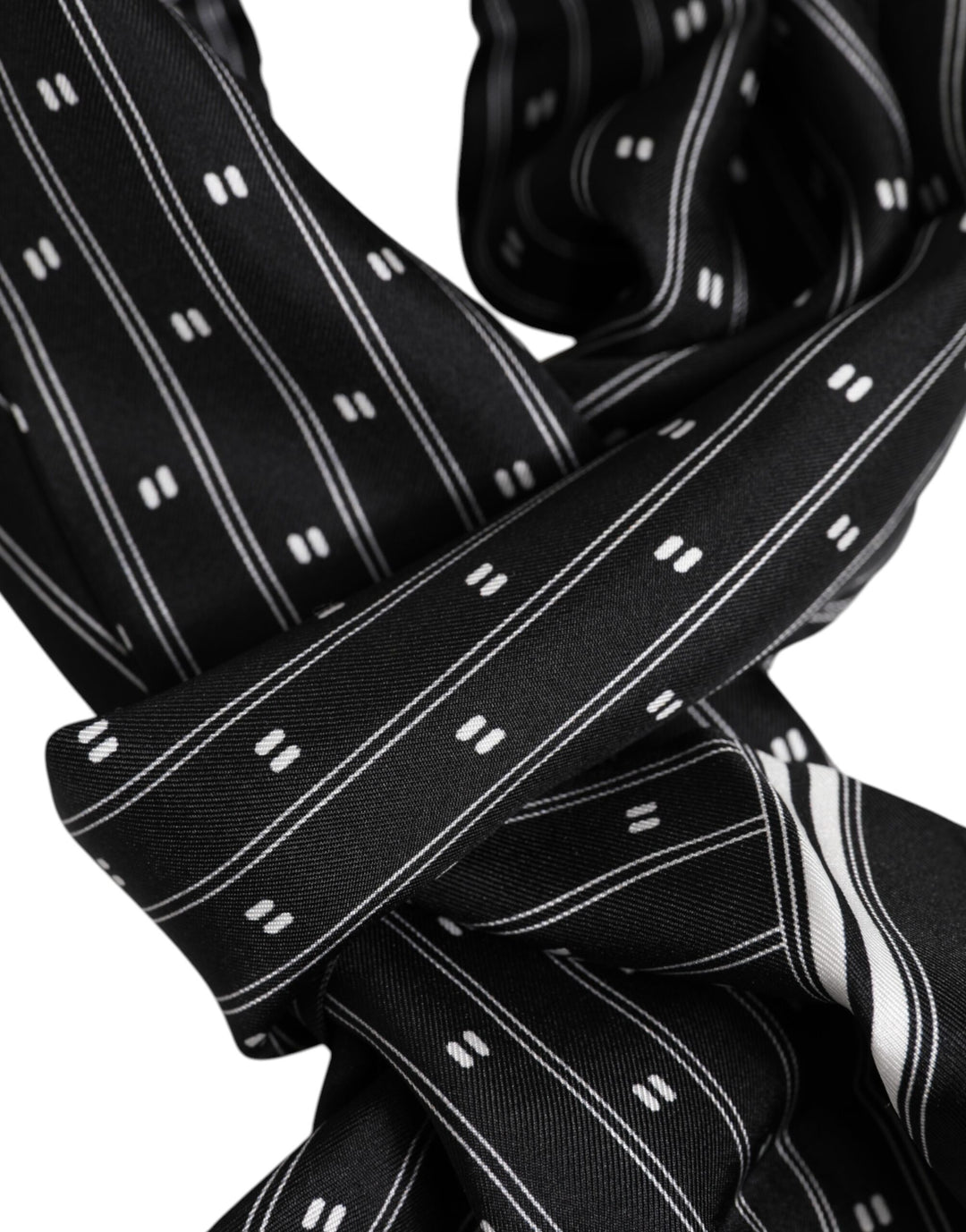 Black Silk Printed Fringes Men Foulard Scarf