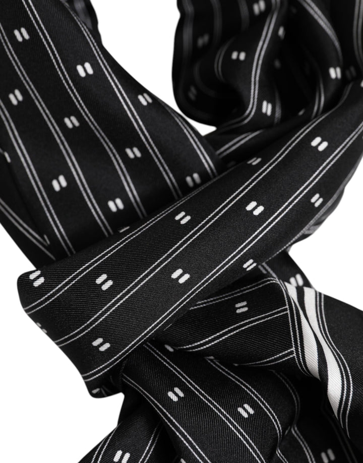 Black Silk Printed Fringes Men Foulard Scarf