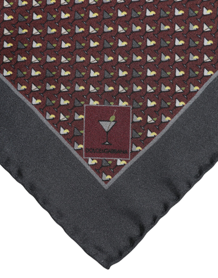 Maroon Cocktail Silk Square Foulard Scarf