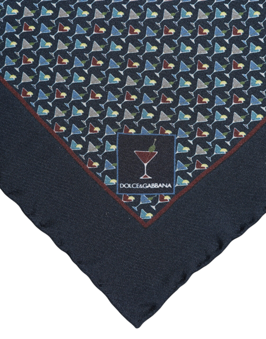 Blue Cocktail Silk Square Foulard Scarf
