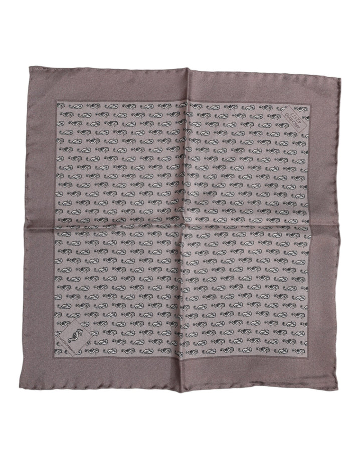 Brown Sea Horse Silk Square Foulard Scarf