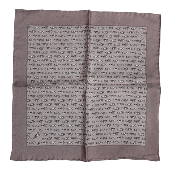 Brown Sea Horse Silk Square Foulard Scarf