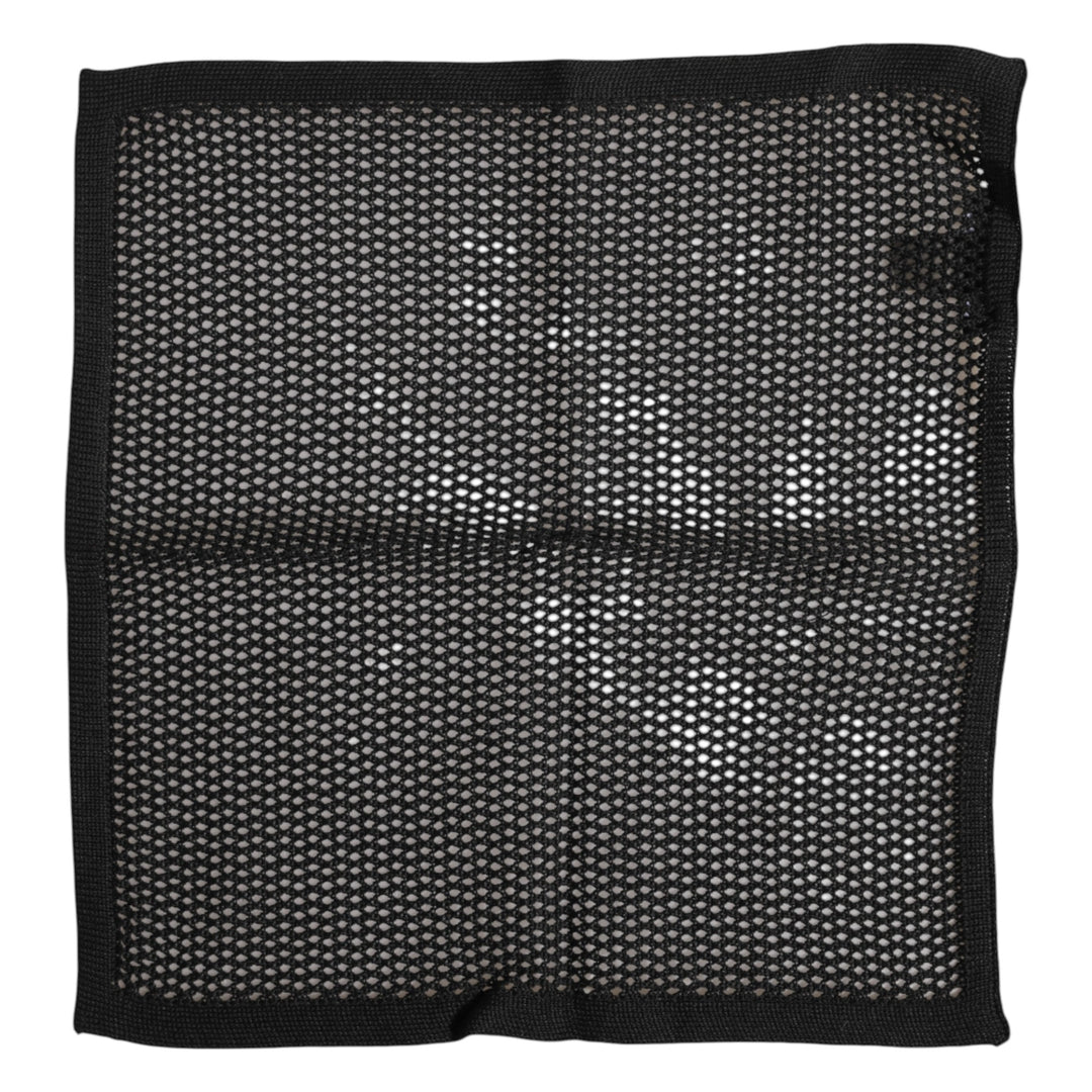 Black Patterned Cotton Square Foulard Scarf