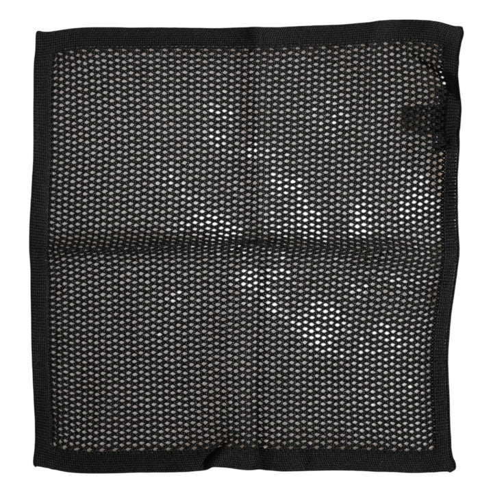 Black Patterned Cotton Square Foulard Scarf