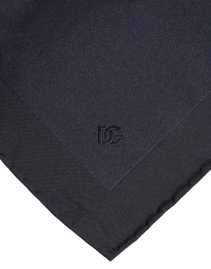 Dark Blue Silk Square Men Foulard Scarf