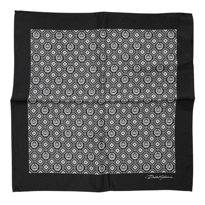 Black White Patterned Square Foulard Scarf