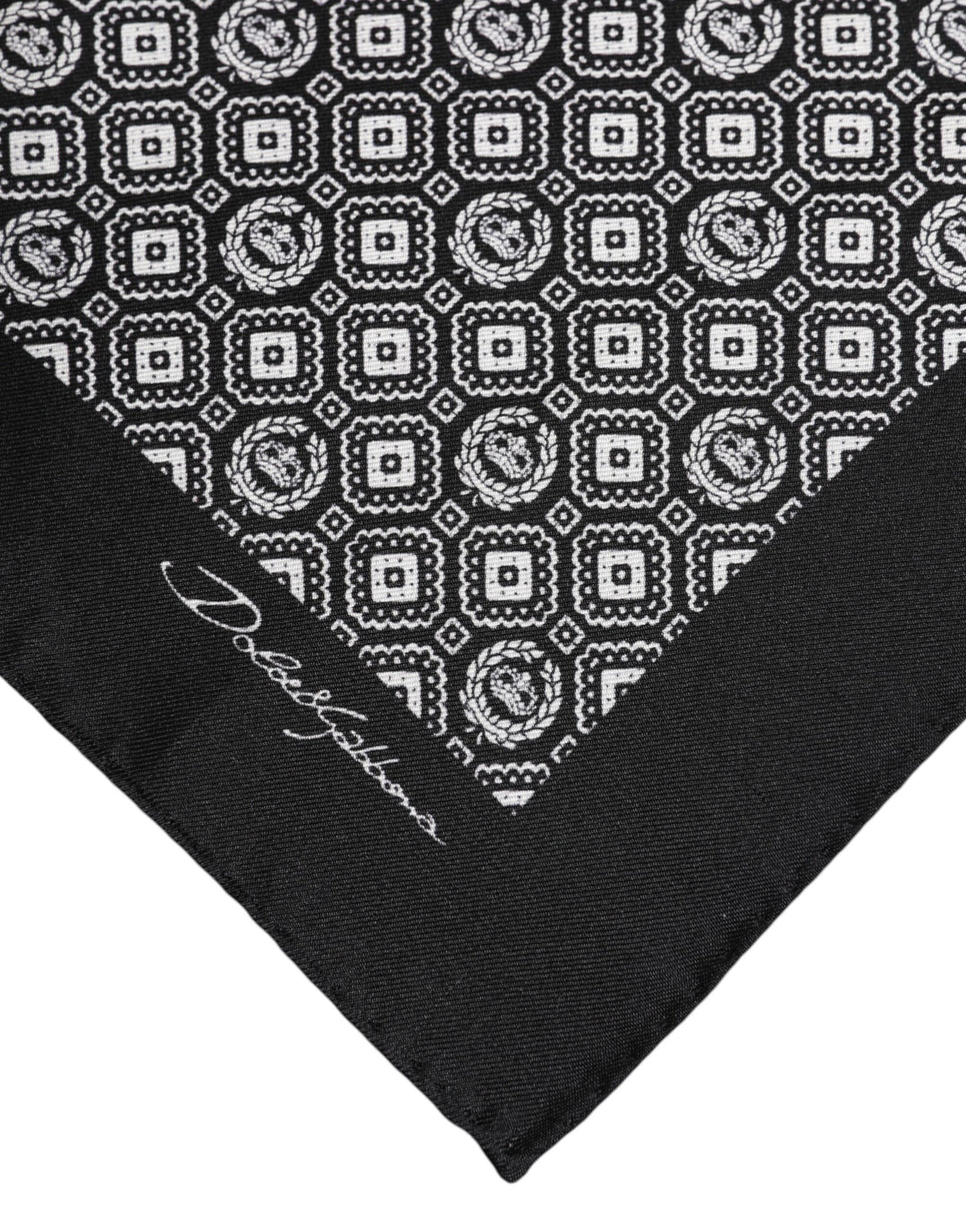 Black White Patterned Square Foulard Scarf