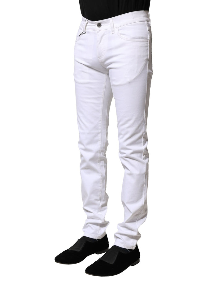 White Cotton Skinny Men Denim Jeans