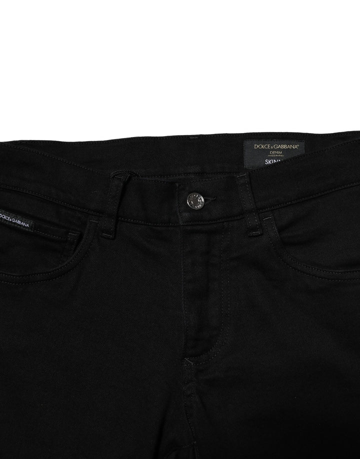 Black Cotton Stretch Skinny Men Denim Jeans