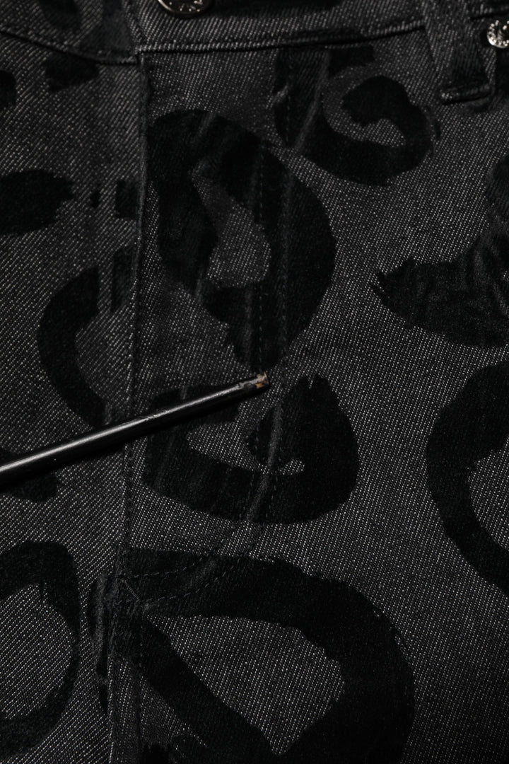 Gray Cotton DG Logo Straight Men Denim Jeans