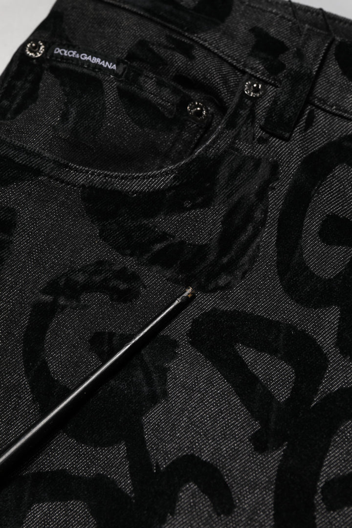 Gray Cotton DG Logo Straight Men Denim Jeans