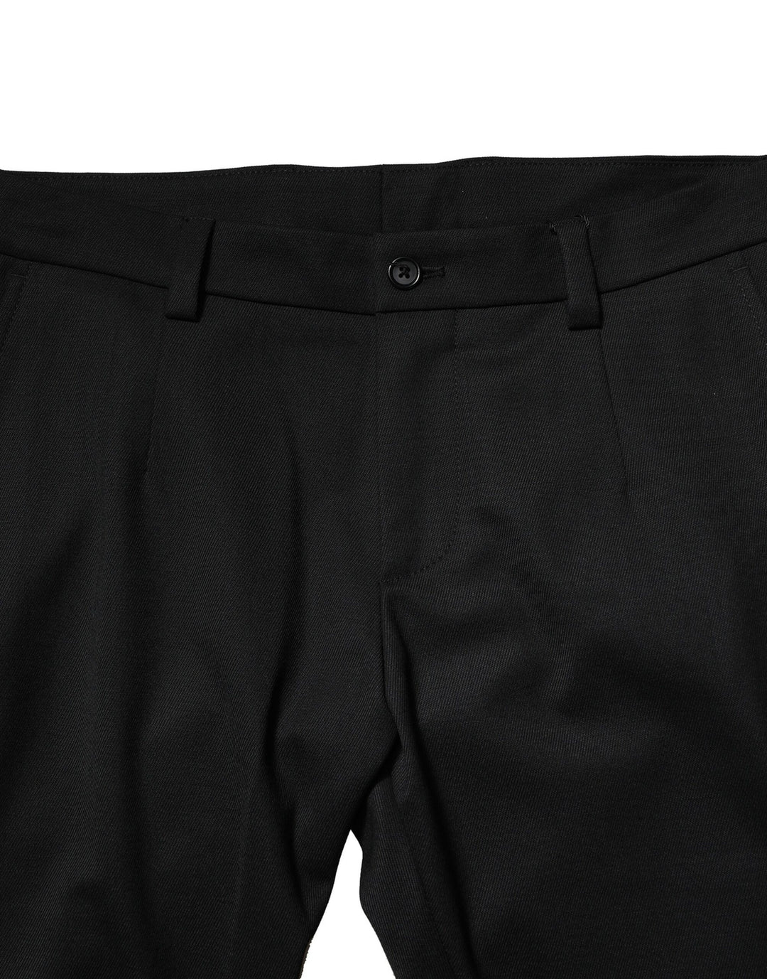 Black Wool Men Skinny Mid Waist Pants