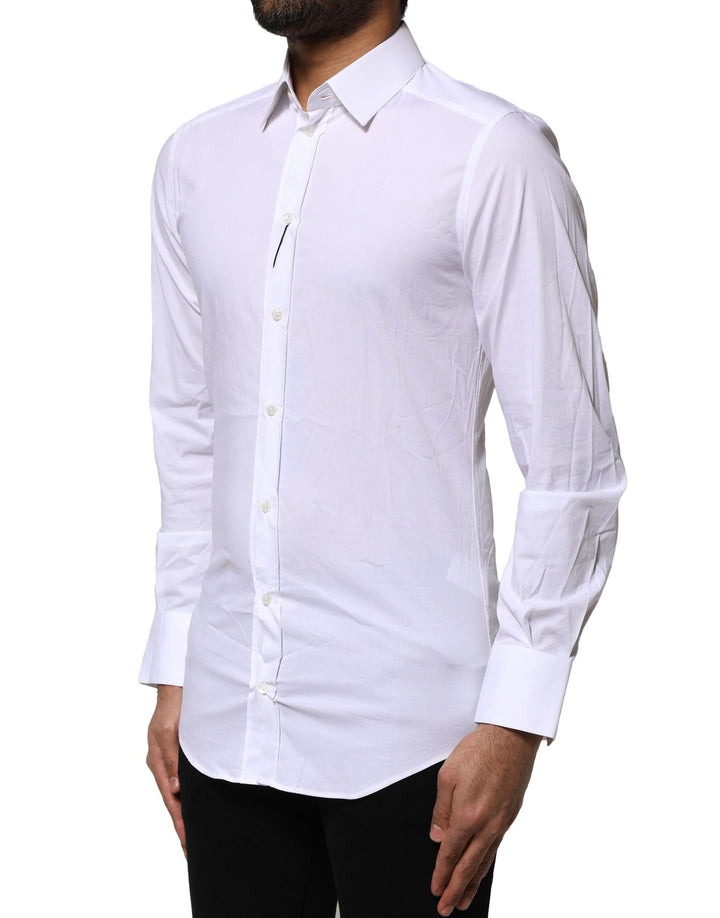 White Cotton GOLD Long Sleeves Dress Shirt