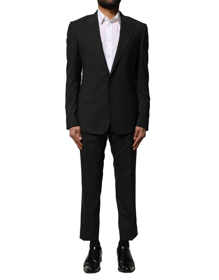 Black Wool 2 Piece Single Breasted Suit