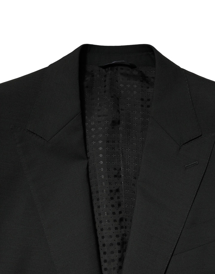 Black Wool 2 Piece Single Breasted Suit