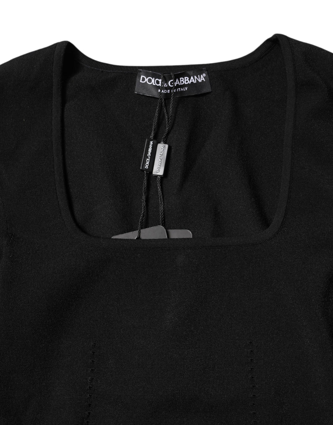 Black Square Neck Long Sleeves Pullover Top