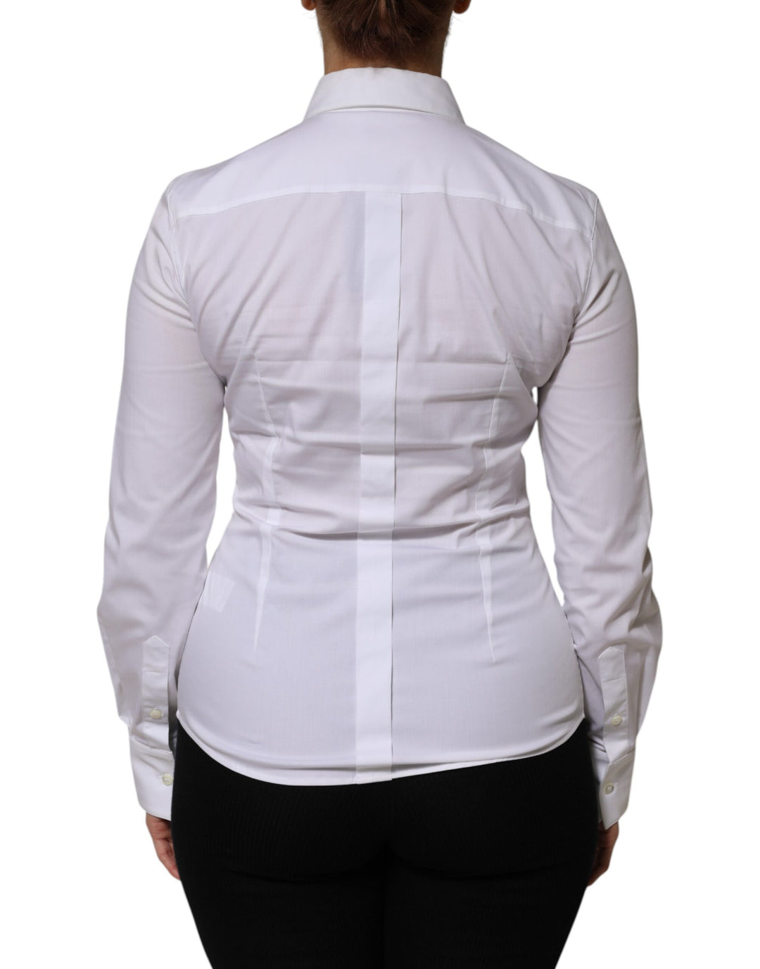 White Cotton Collared Long Sleeves Shirt Top