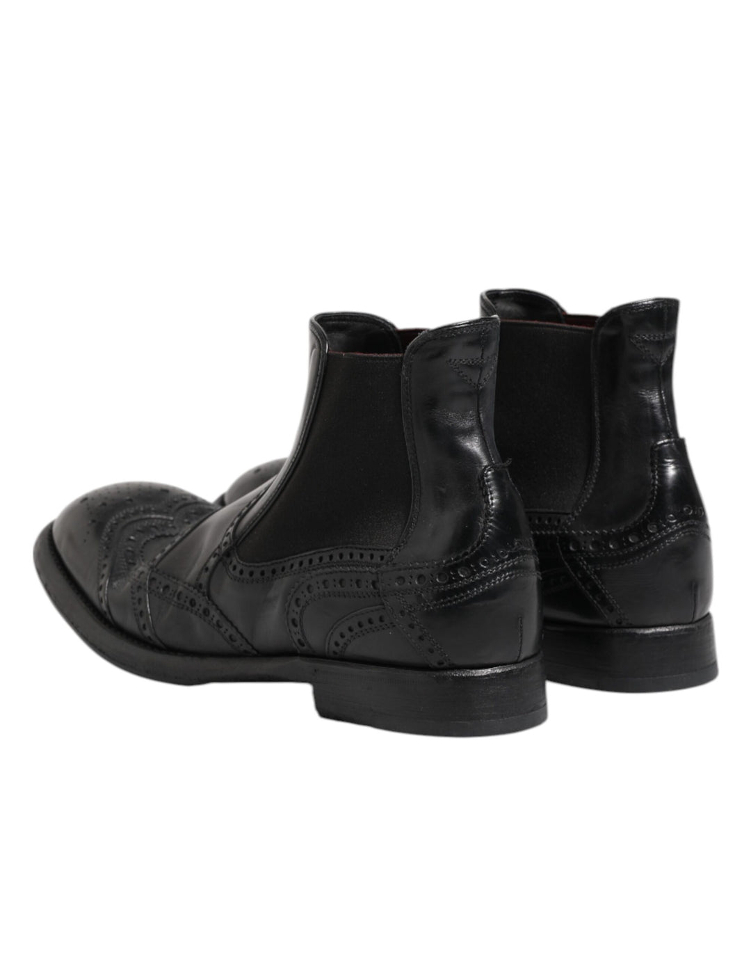Black Leather Ankle Boots Slip On Shoes