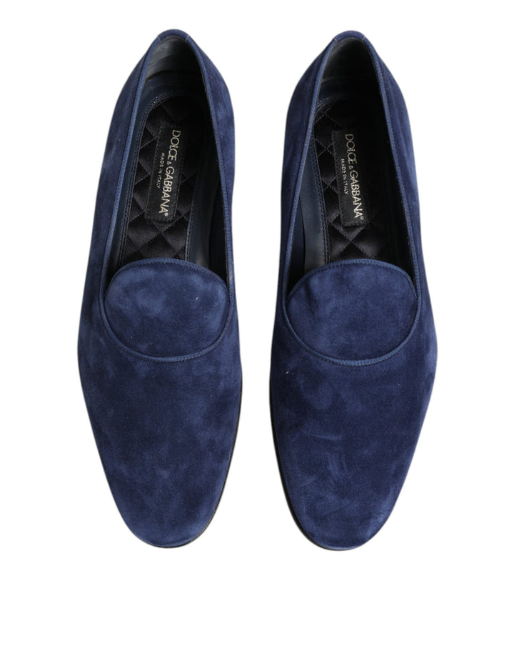 Blue Velvet DG Logo Loafers Formal Shoes