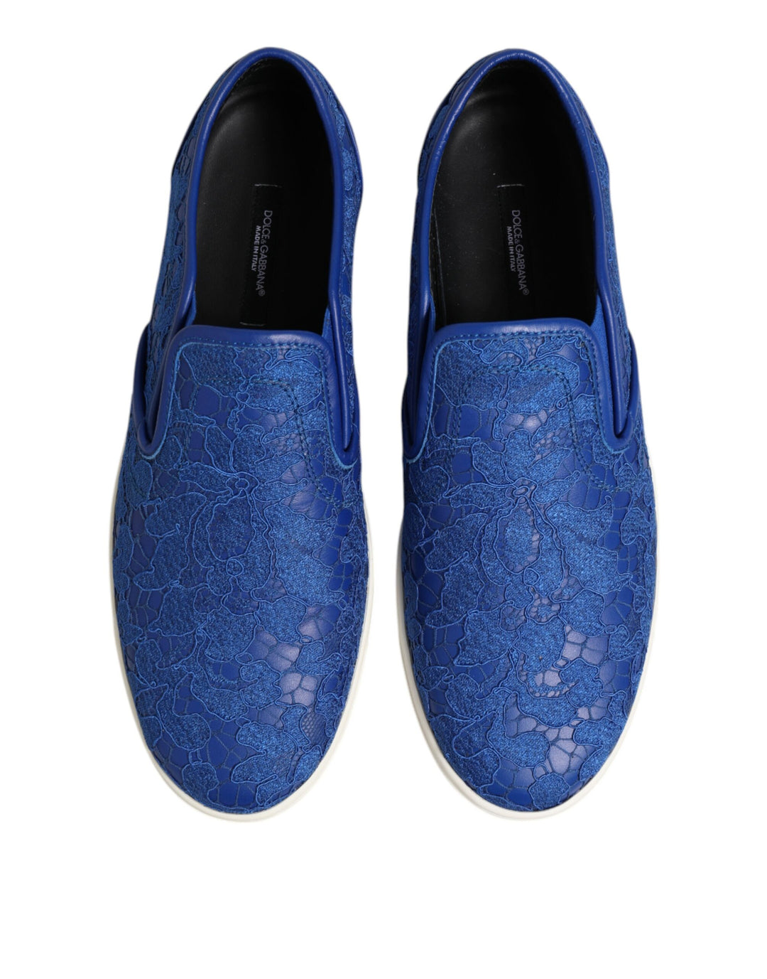Blue Leather Lace Slip On Sneaker Shoes