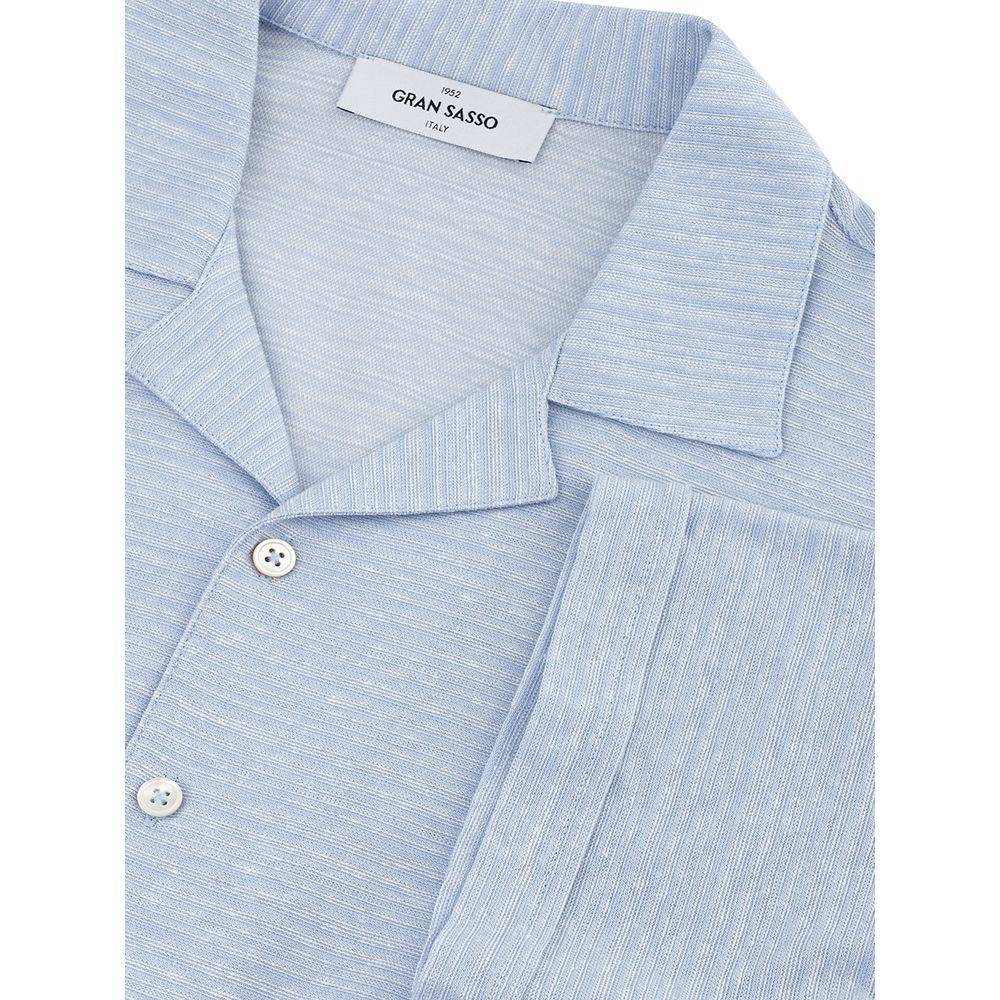 Blue Linen And Cotton Shirt