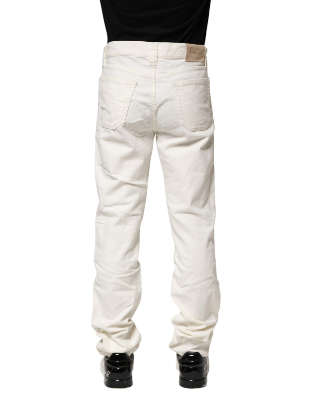 White Cotton Stretch Straight Fit Men Denim Jeans