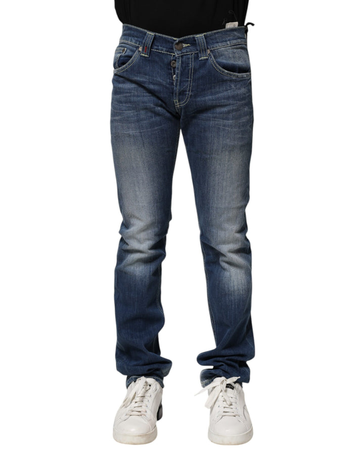 Blue Washed Skinny Fit Casual Men Denim Jeans