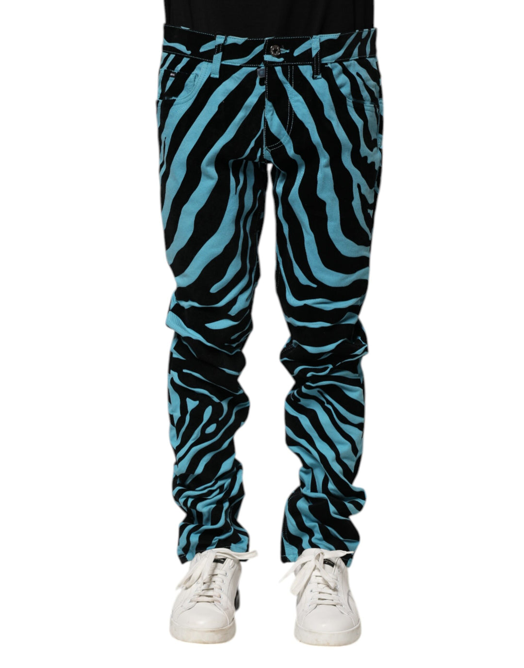 Blue Black Stripes Skinny Denim Jeans