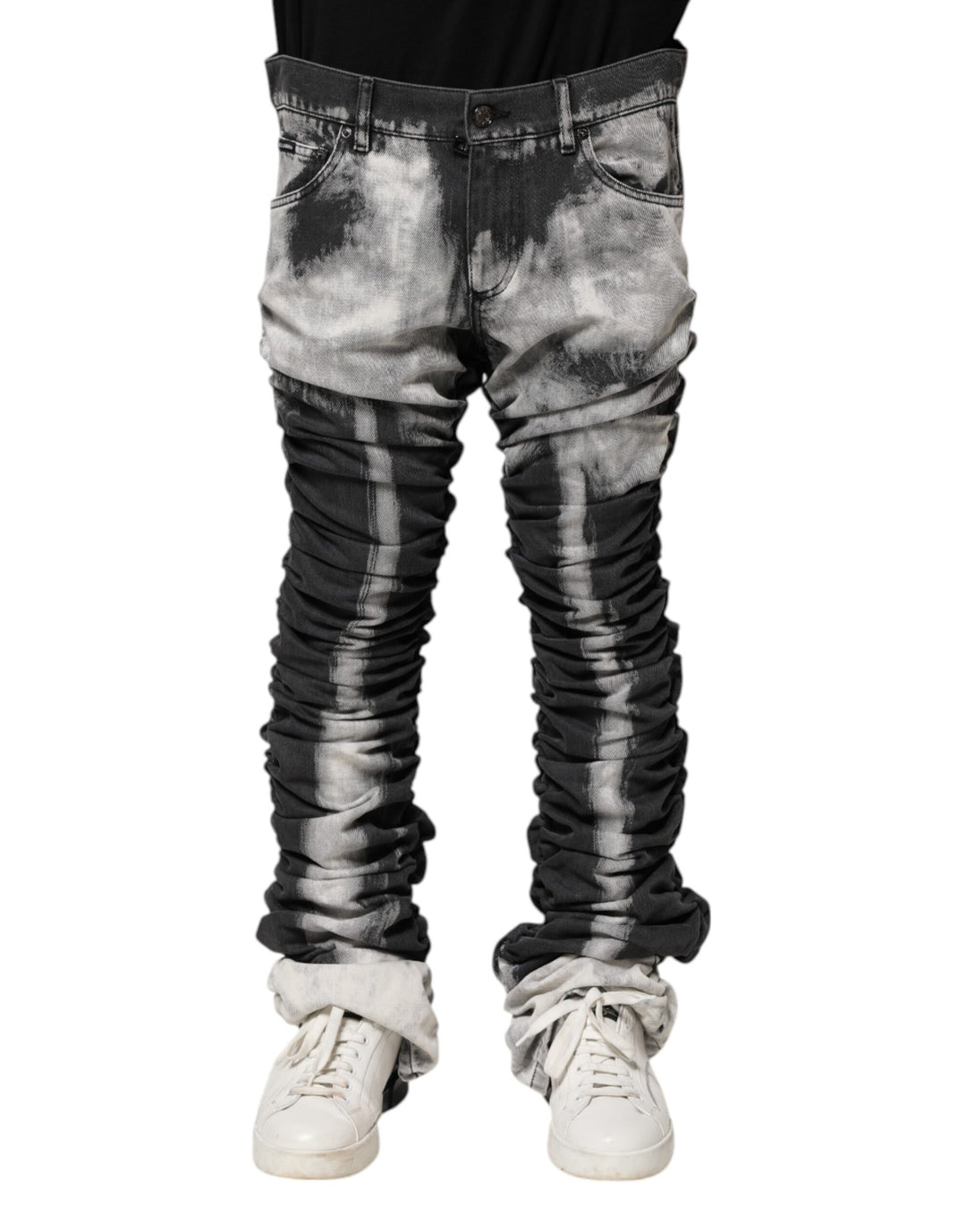 Black Tie Dye Straight Denim Jeans